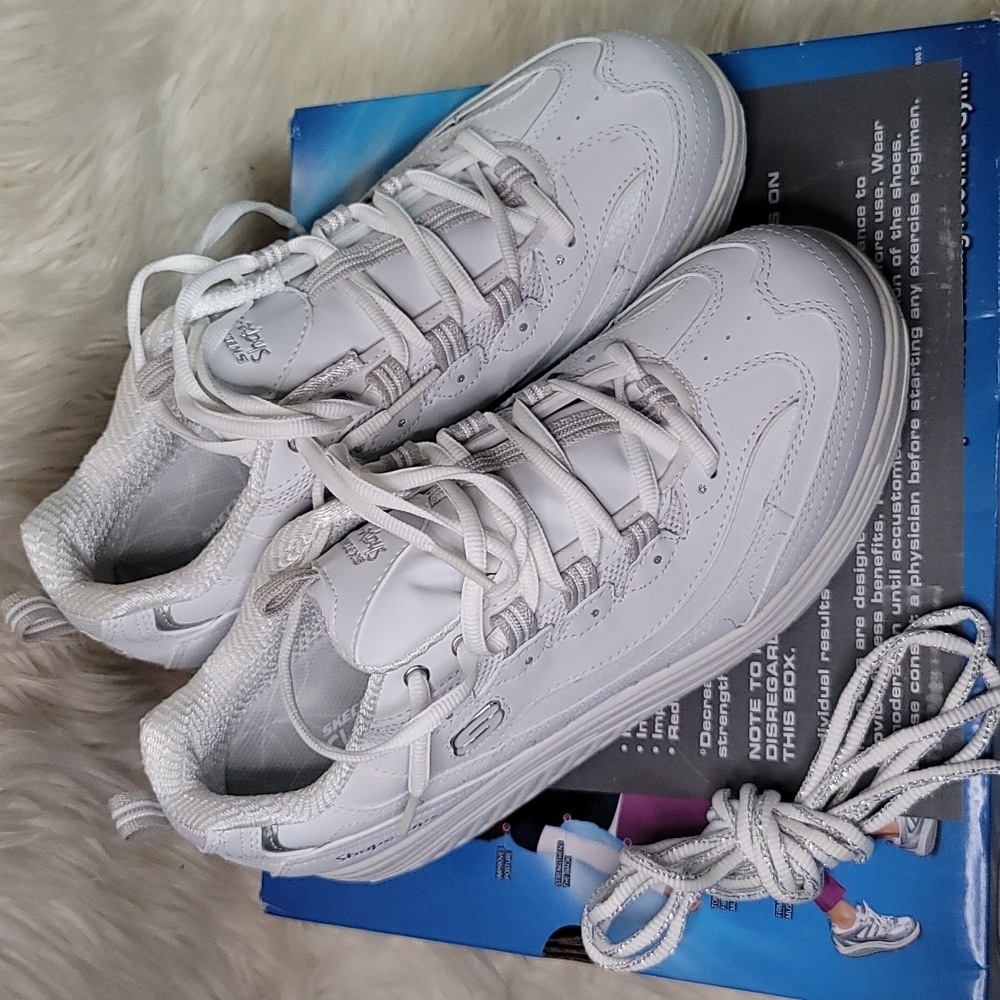 Women's Skechers Shape-Ups Metabolize, White/Silver, US Size 9.5